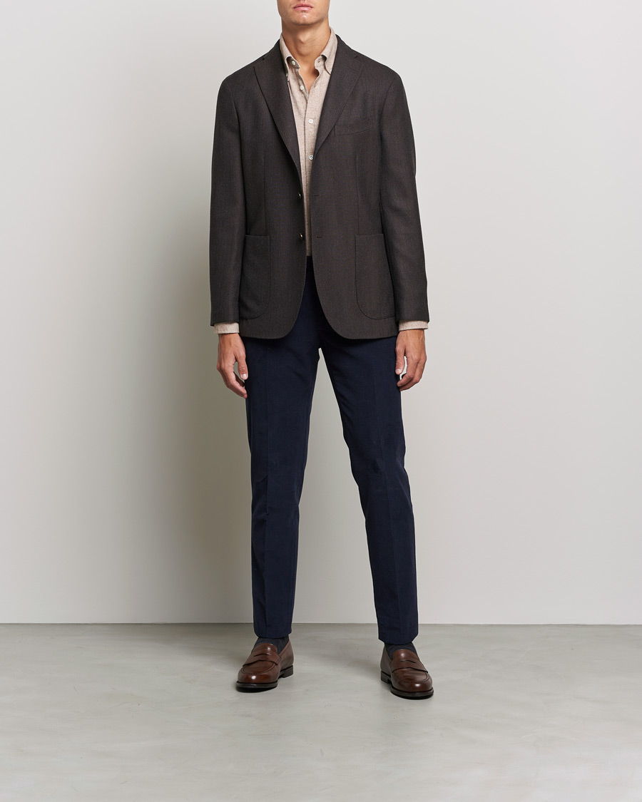Heren | Overhemden | Morris Heritage | Button Down Flannel Shirt Brown
