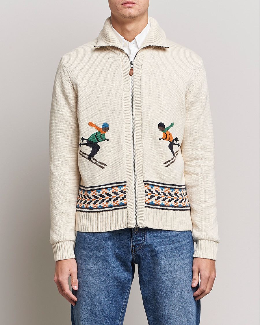 Heren | Truien | Morris | Clyde Full Zip Cardigan Off White