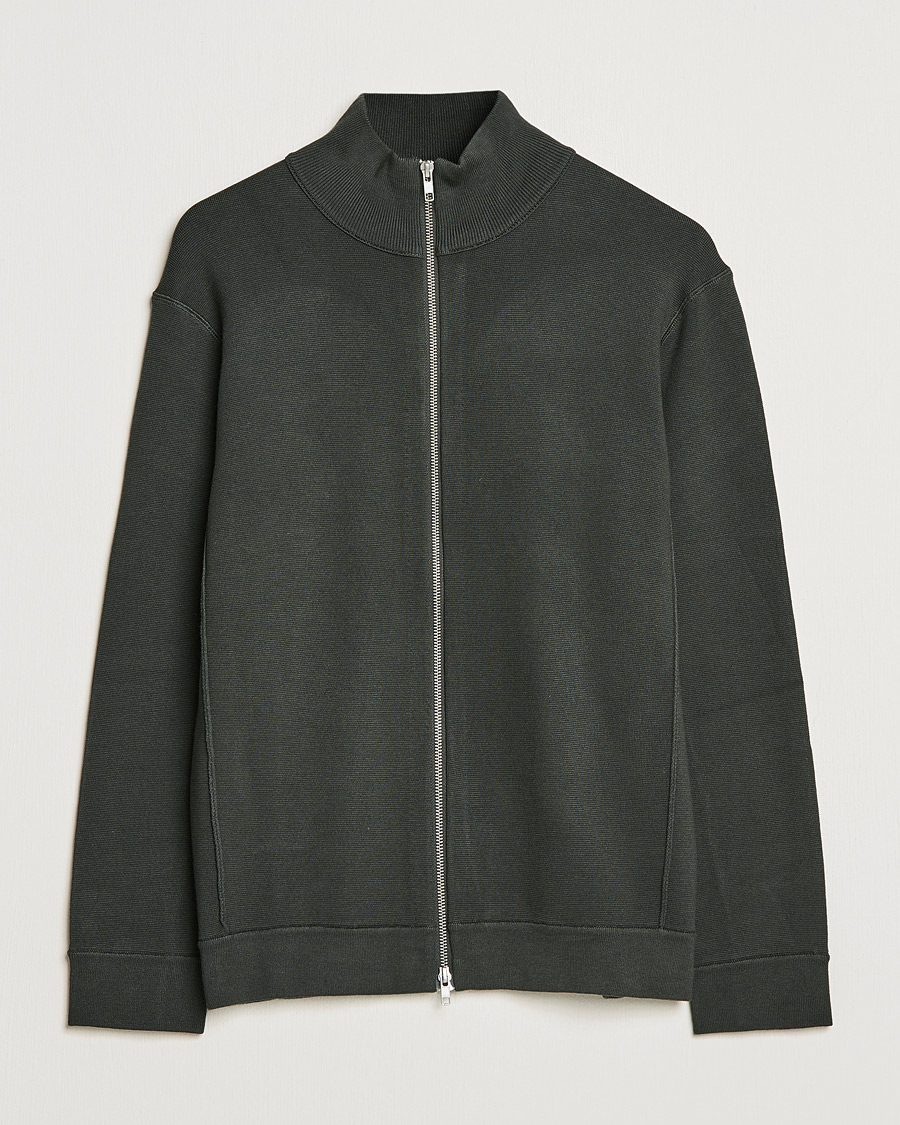Heren | Truien | NN07 | Luis Knitted Full-Zip Sweater Dark Army