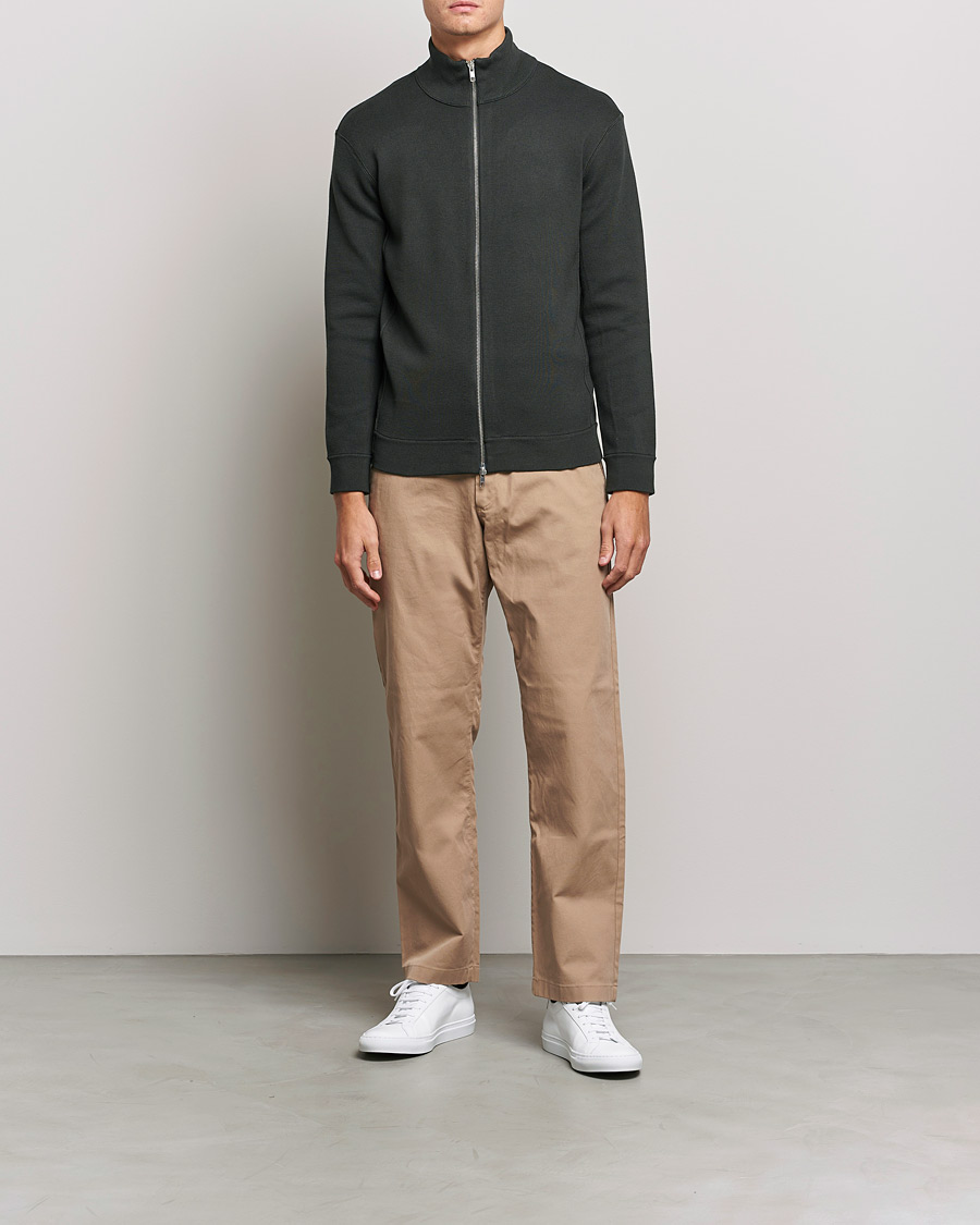 Heren | Truien | NN07 | Luis Knitted Full-Zip Sweater Dark Army