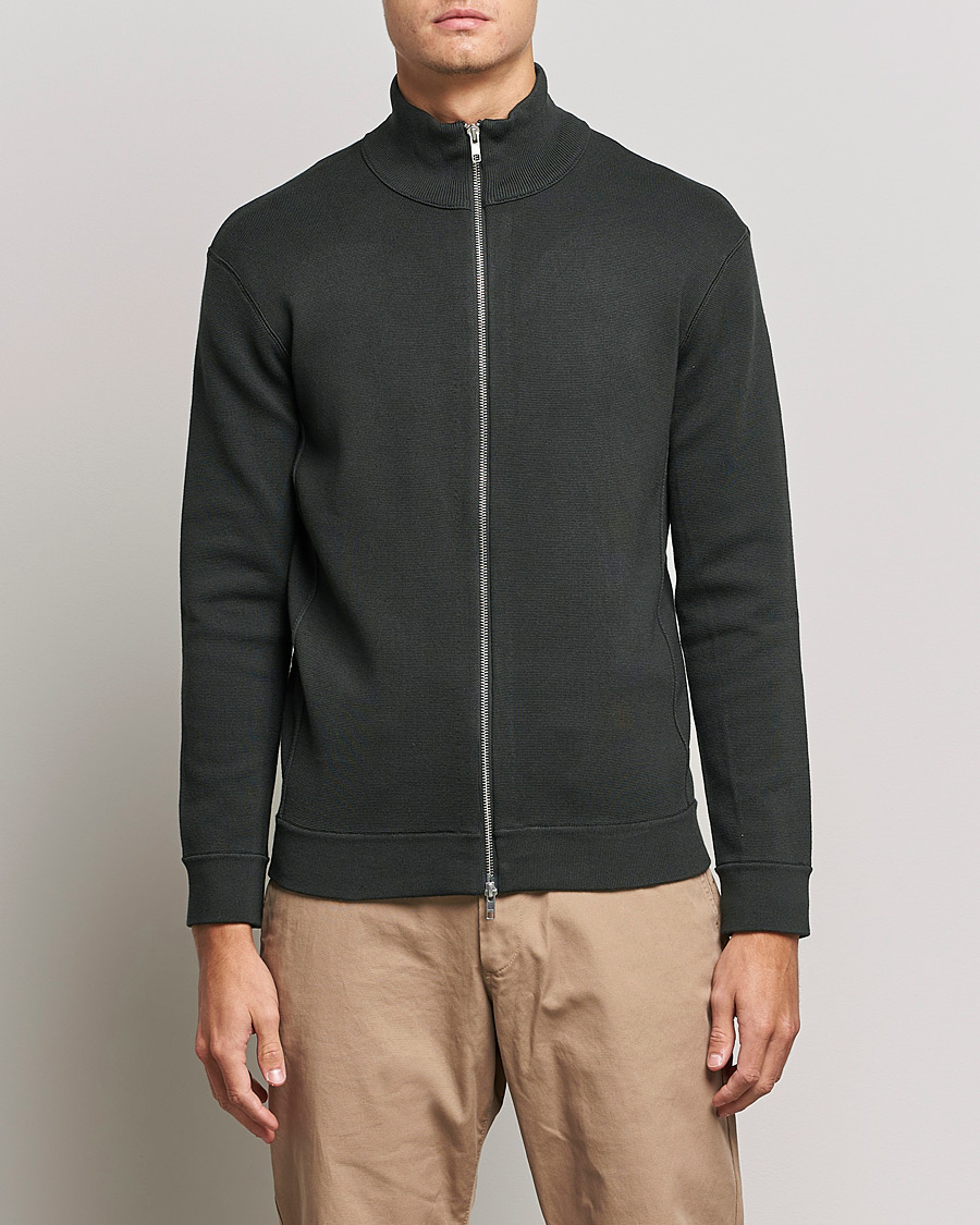 Heren | Truien | NN07 | Luis Knitted Full-Zip Sweater Dark Army