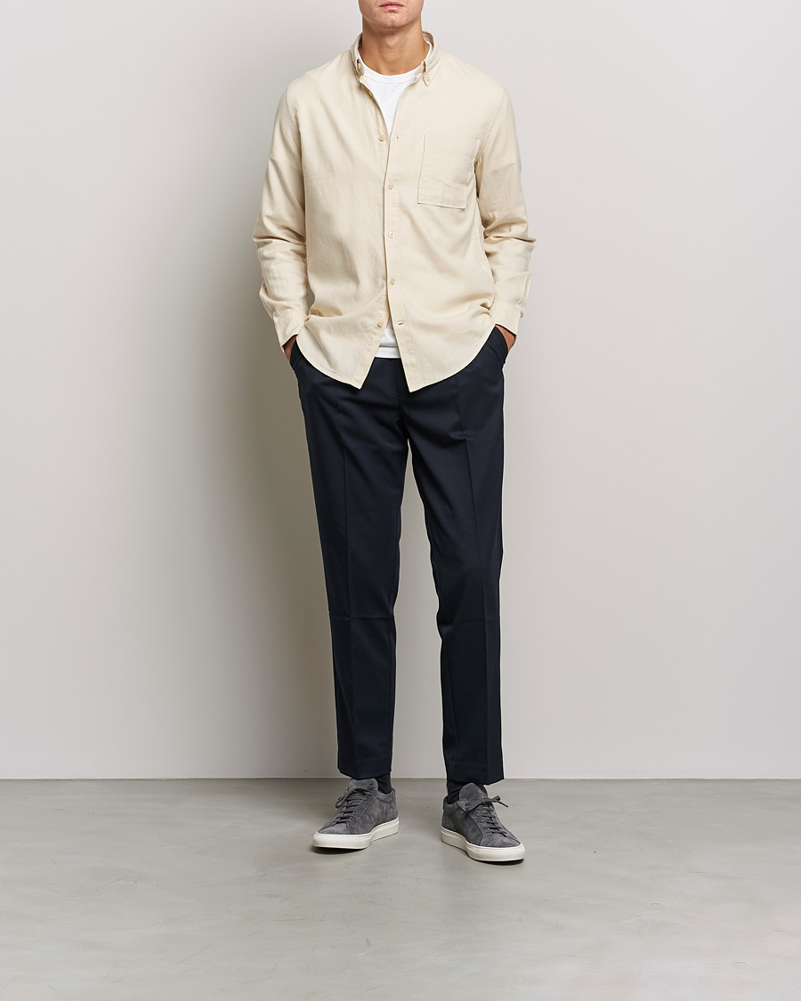 Heren | Overhemden | NN07 | Arne Brushed Flannel Shirt Ecru