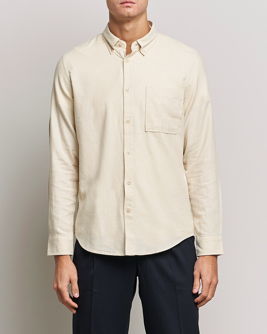 Heren | Overhemden | NN07 | Arne Brushed Flannel Shirt Ecru