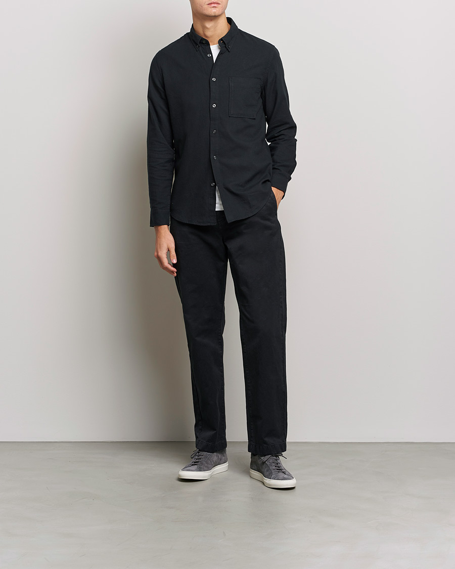 Heren | Overhemden | NN07 | Arne Brushed Flannel Shirt Black