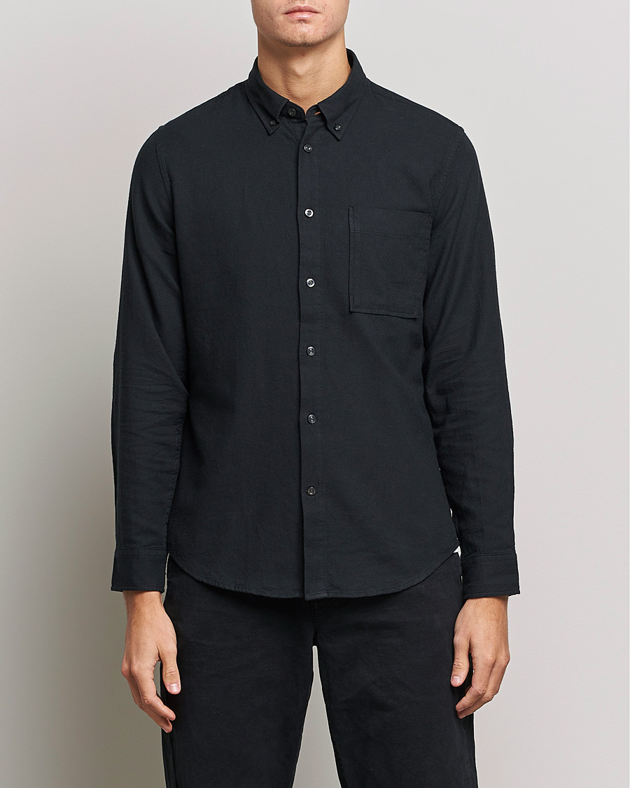Heren | Overhemden | NN07 | Arne Brushed Flannel Shirt Black