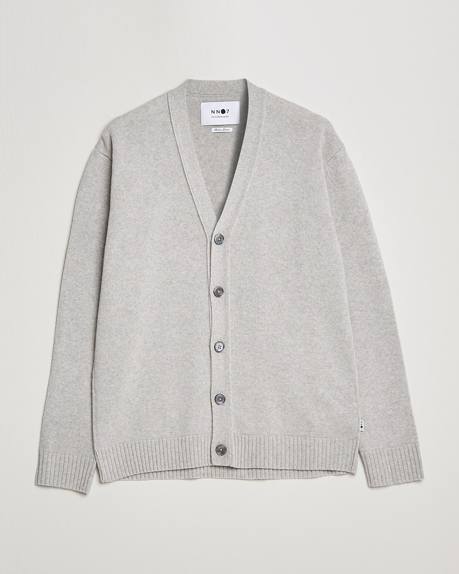 Heren | Truien | NN07 | Bjorn Lambswool Cardigan Light Grey Melange