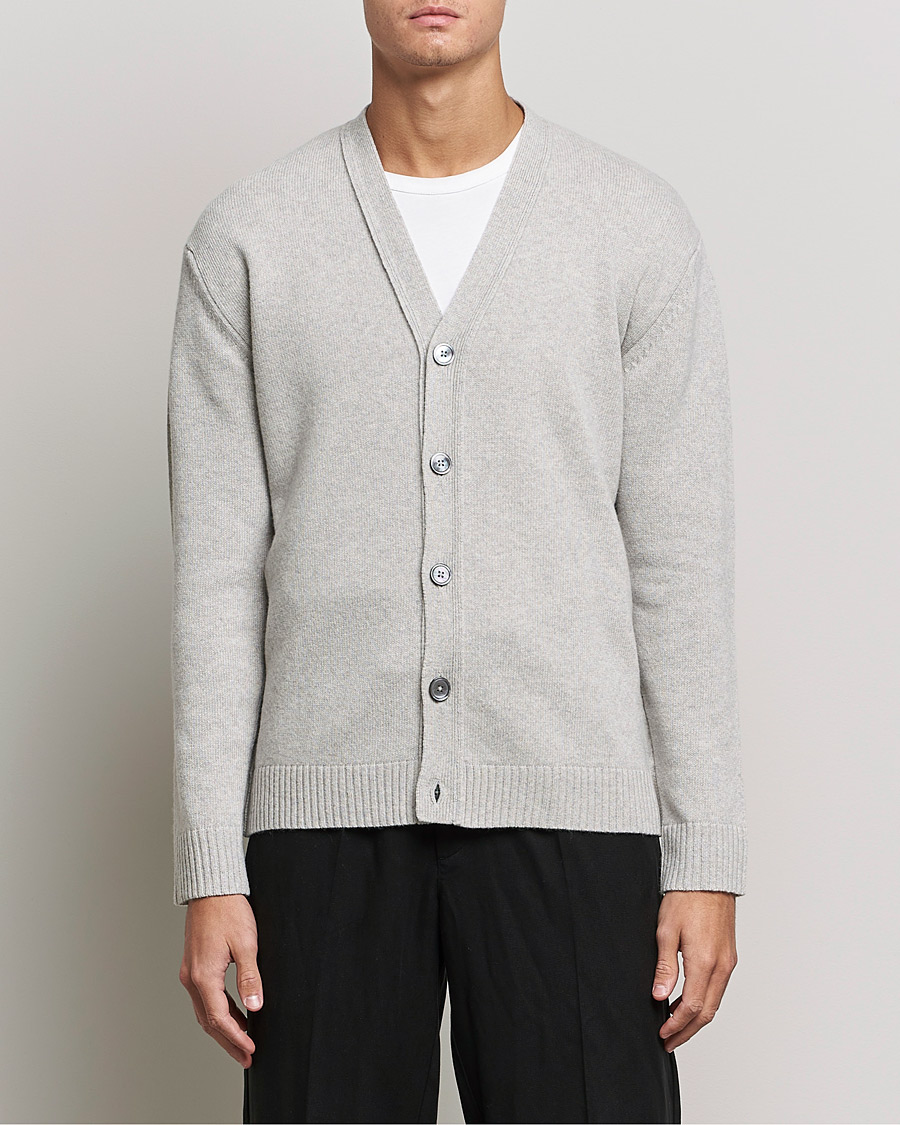 Heren | Truien | NN07 | Bjorn Lambswool Cardigan Light Grey Melange