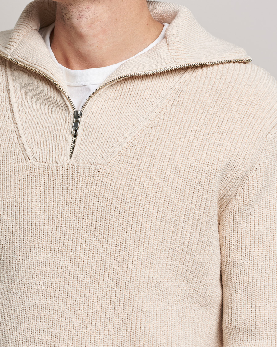 Heren | Truien | NN07 | Roman Merino Heavy Knitted Half Zip Off White