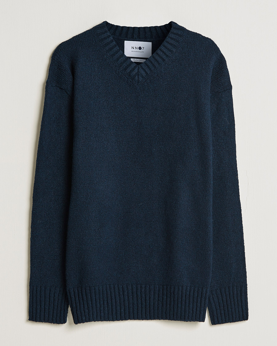 Heren | Truien | NN07 | Grayson Knitted V-Neck Sweater Navy