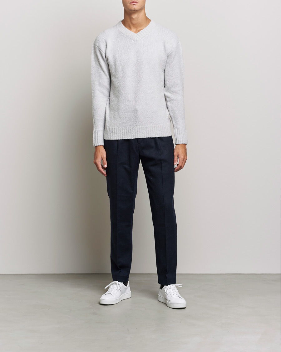 Heren | Truien | NN07 | Grayson Knitted V-Neck Sweater Light Grey