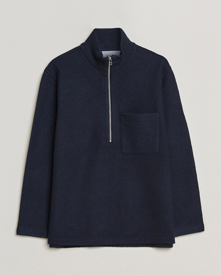 Heren | Truien | NN07 | Anders Boiled Wool Half Zip Navy