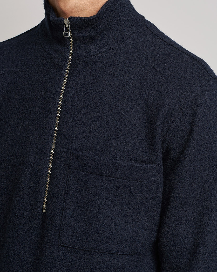 Heren | Truien | NN07 | Anders Boiled Wool Half Zip Navy