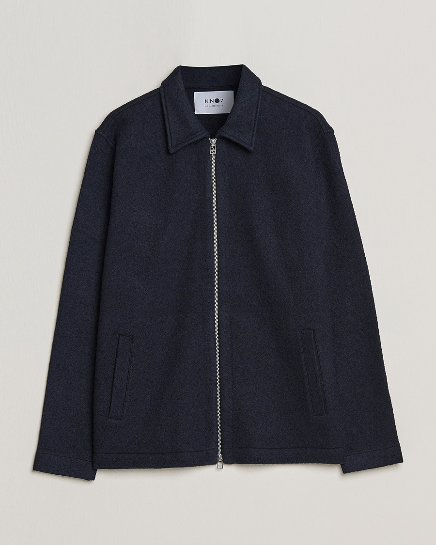 Heren | Truien | NN07 | Ivan Boiled Wool Full Zip Navy