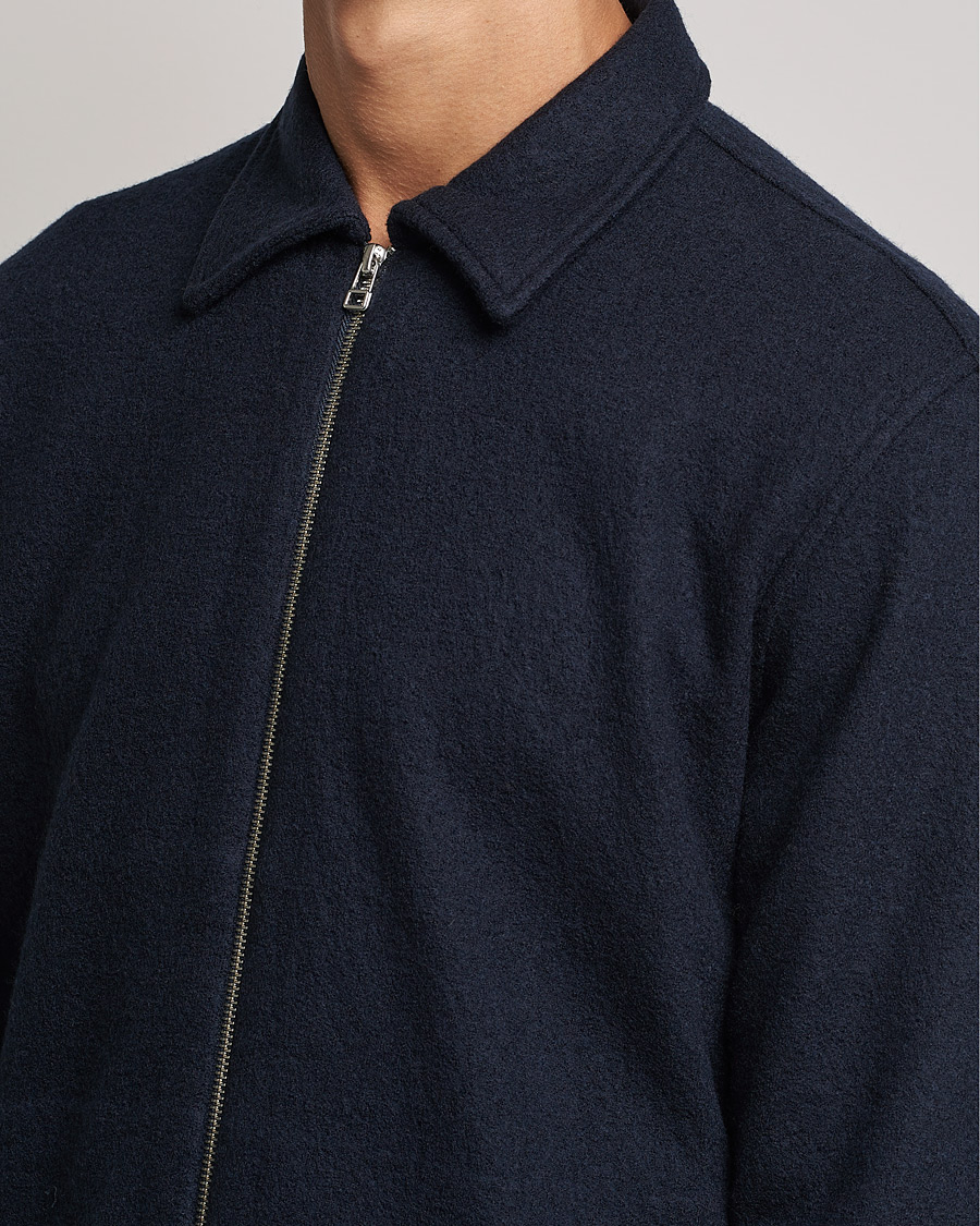 Heren | Truien | NN07 | Ivan Boiled Wool Full Zip Navy