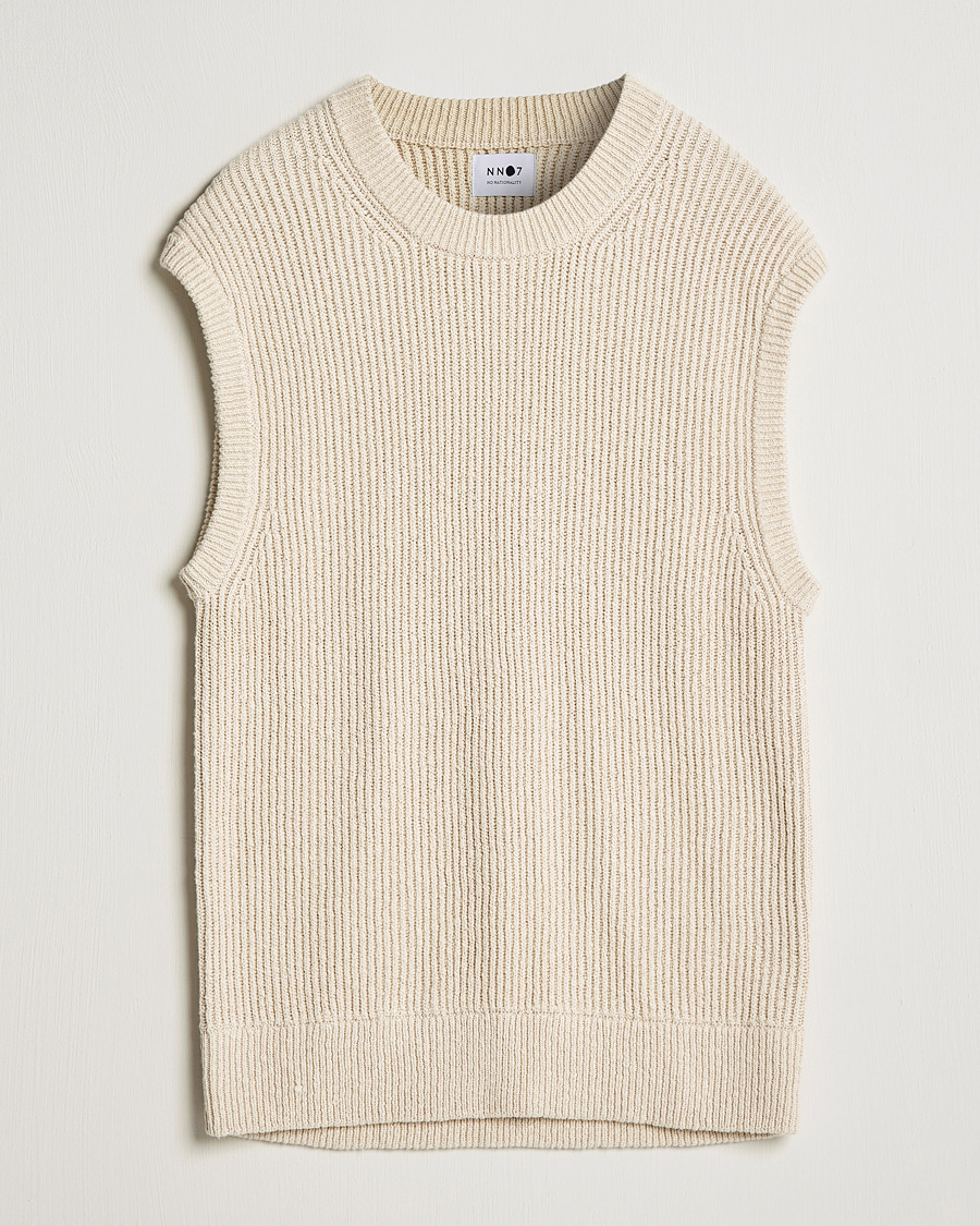 Heren | Truien | NN07 | Jesse Ribbed Knited Vest Ecru