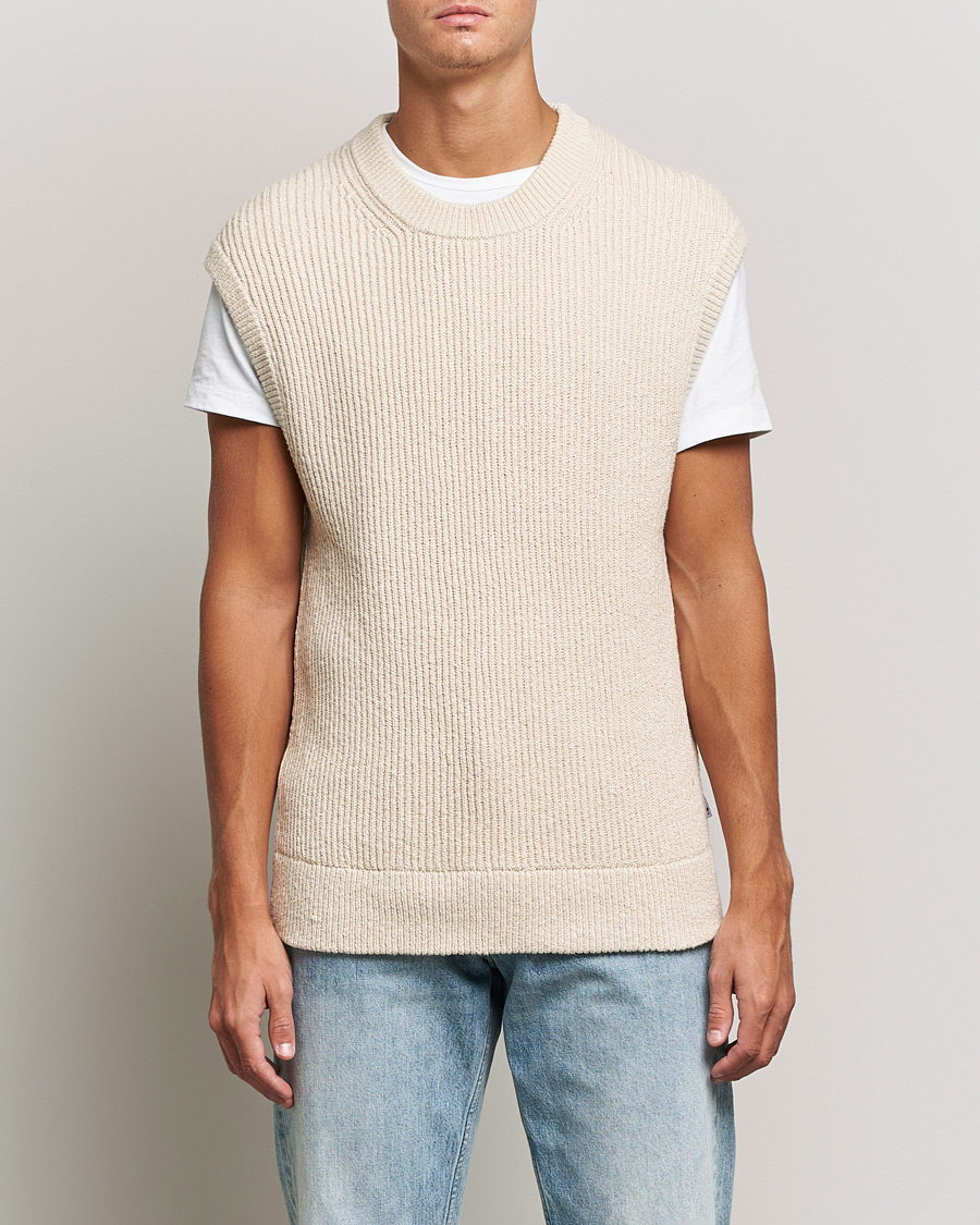 Heren | Truien | NN07 | Jesse Ribbed Knited Vest Ecru