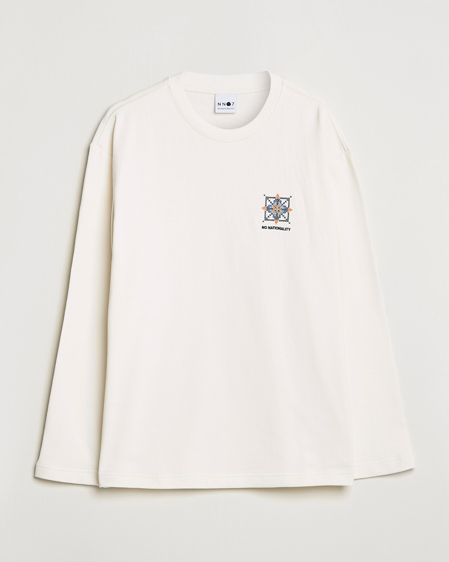 Heren | T-shirts | NN07 | Alan Heavy Logo Long Sleeve T-Shirt Off White