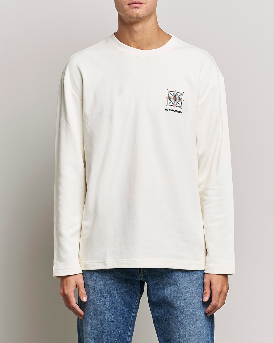 Heren | T-shirts | NN07 | Alan Heavy Logo Long Sleeve T-Shirt Off White