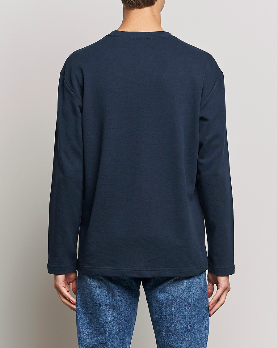 Heren | T-shirts | NN07 | Alan Heavy Logo Long Sleeve T-Shirt Navy