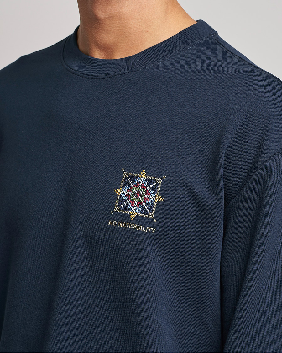 Heren | T-shirts | NN07 | Alan Heavy Logo Long Sleeve T-Shirt Navy