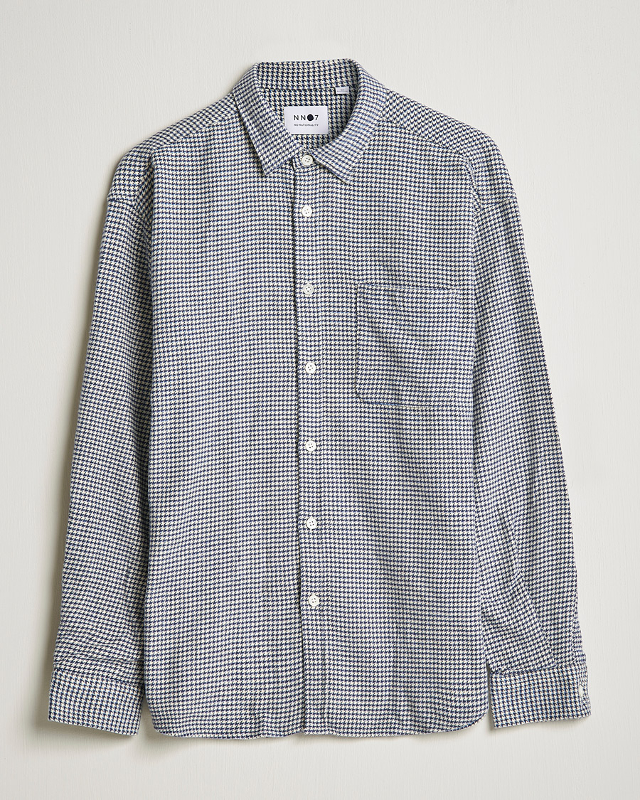 Heren | Overhemden | NN07 | Deon Houndstooth Shirt Blue/White