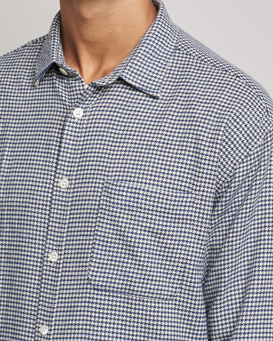 Heren | Overhemden | NN07 | Deon Houndstooth Shirt Blue/White