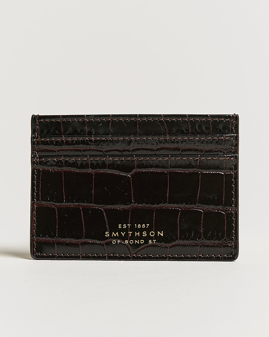 Heren | Portemonnees | Smythson | Mara Flat Cardholder Dark Brown