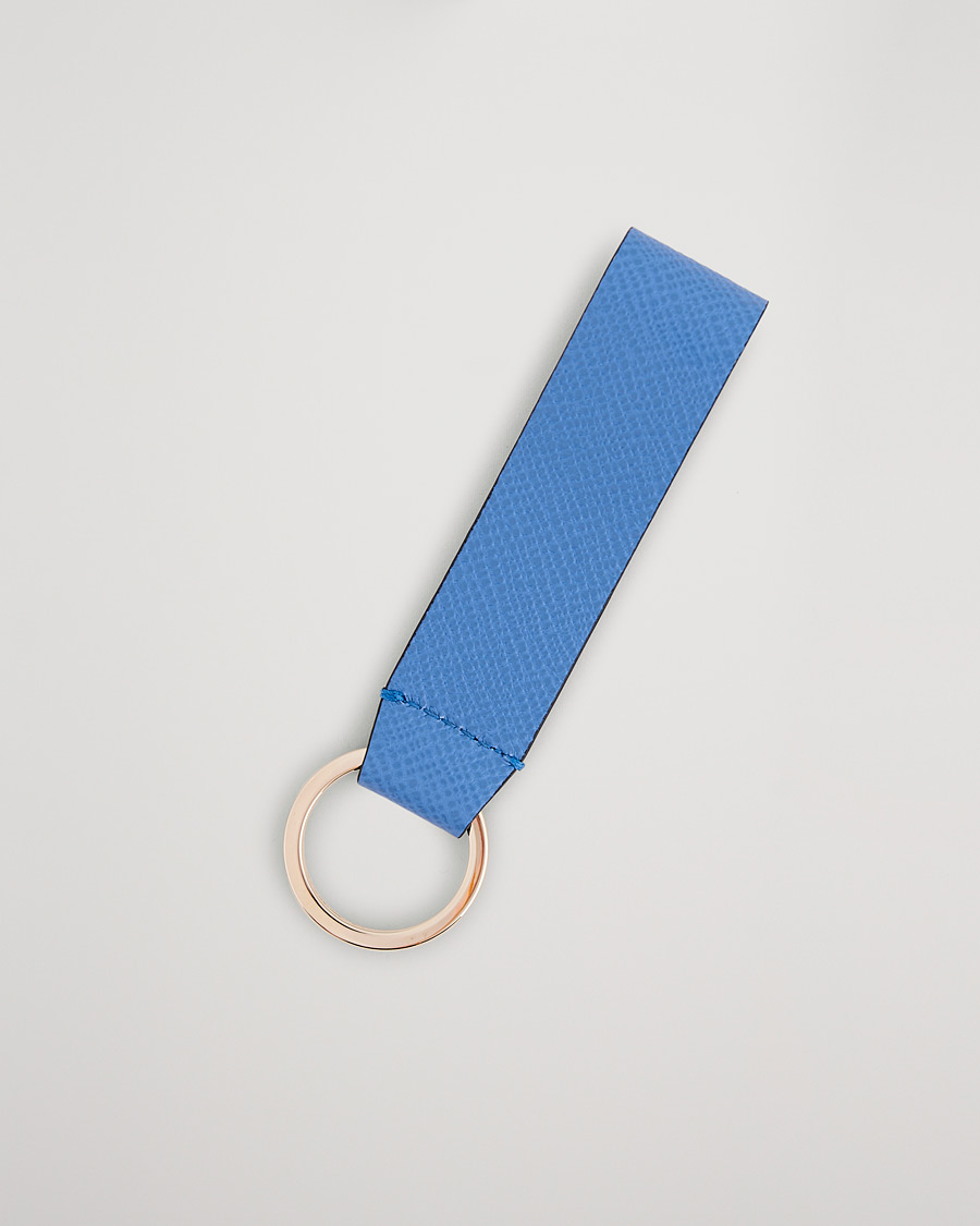 Heren | Sleutelhangers | Smythson | Panama Leather Keyring Nile Blue