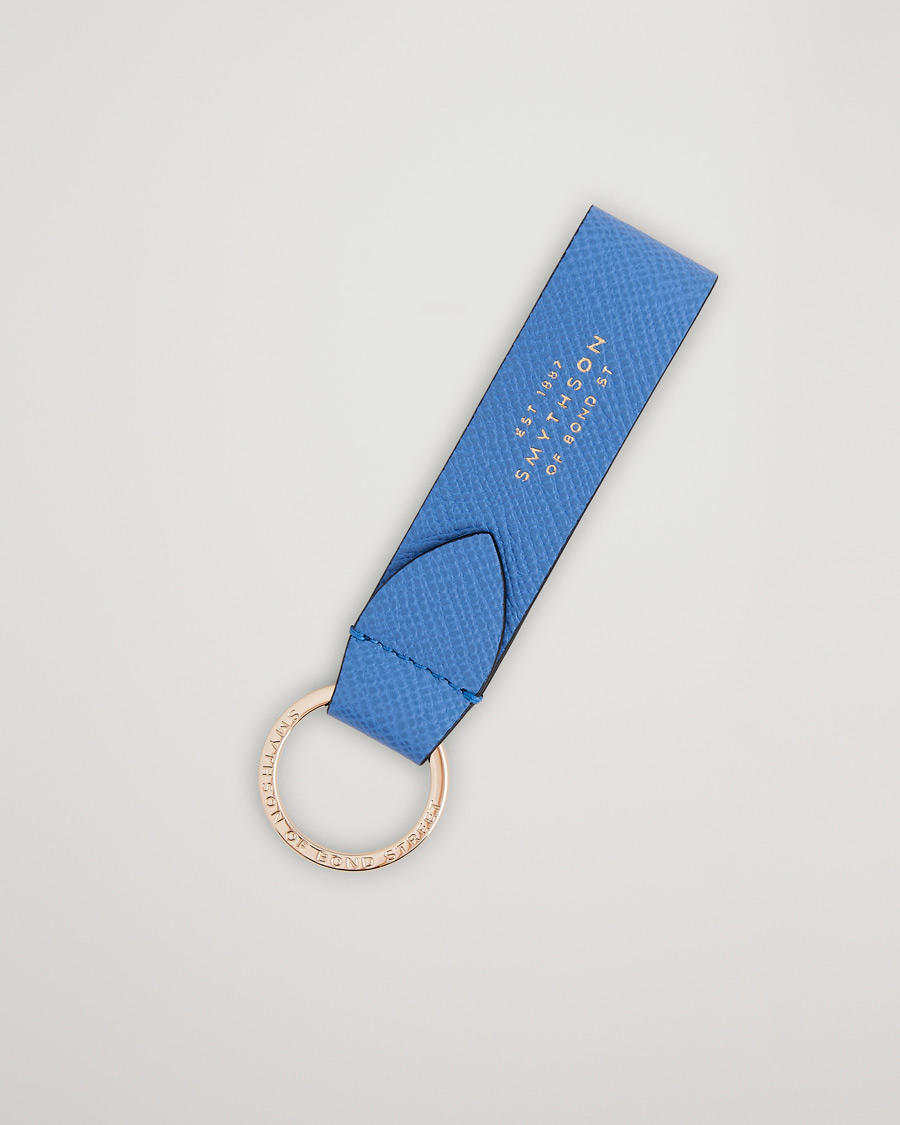 Heren | Sleutelhangers | Smythson | Panama Leather Keyring Nile Blue