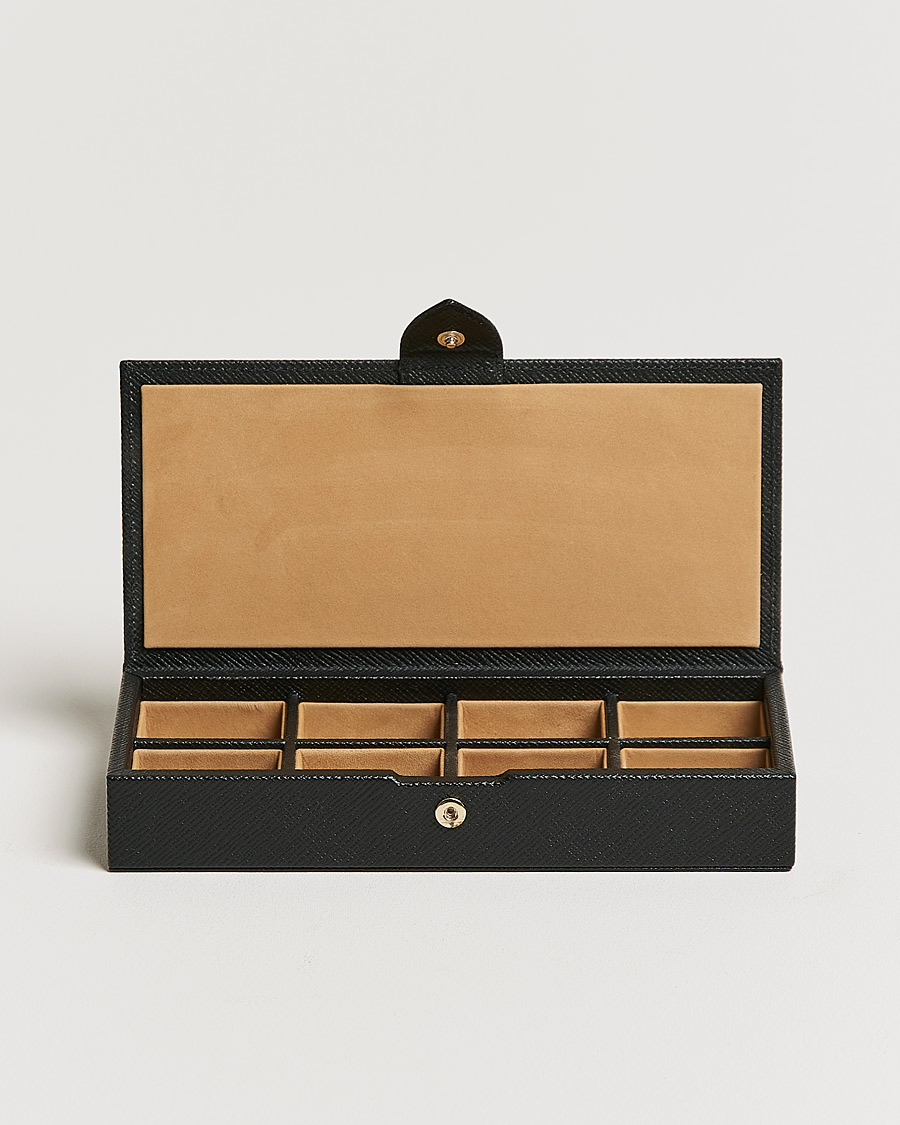Heren | Smythson Panama Cufflink Box Black | Smythson | Panama Cufflink Box Black