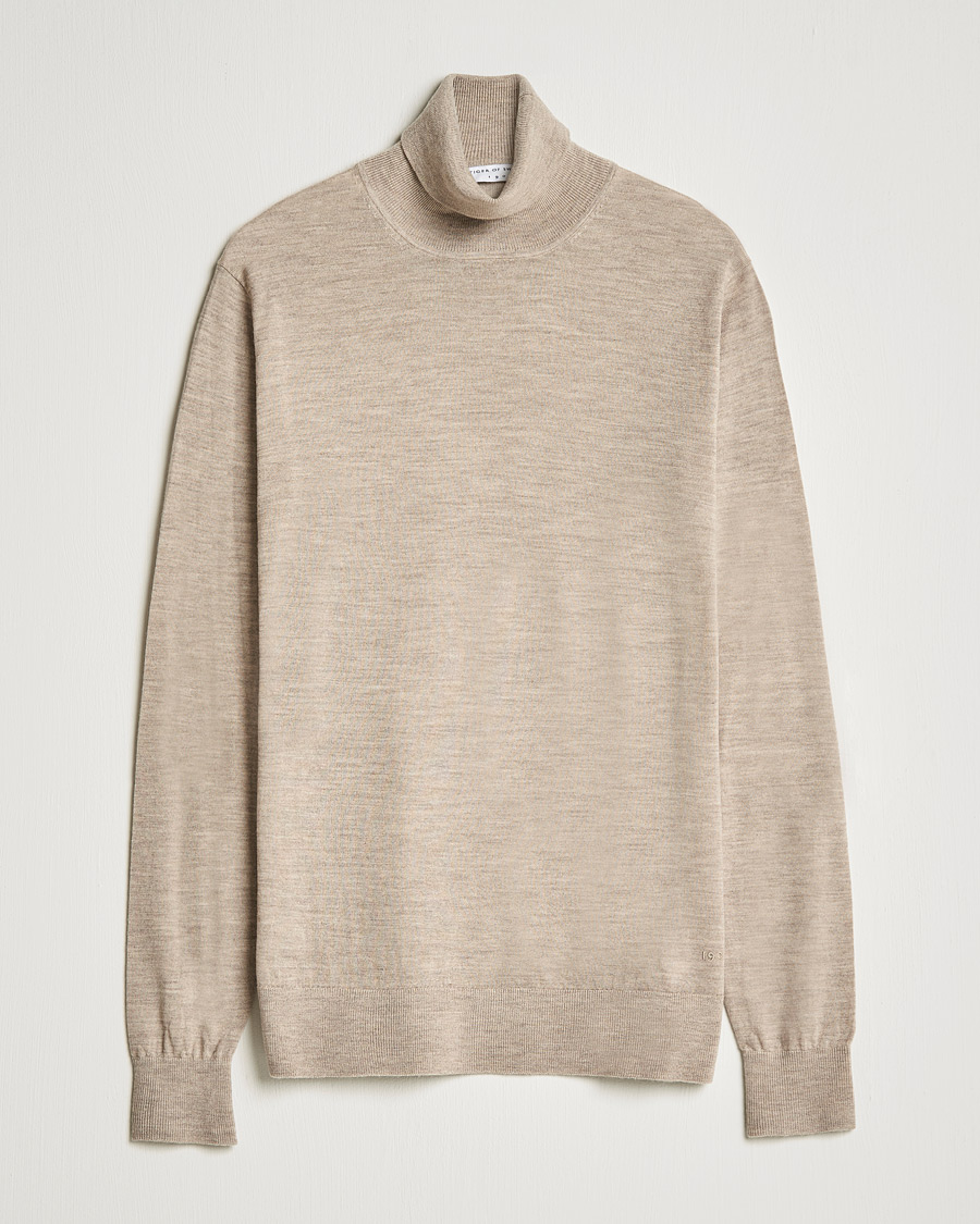 Heren | Truien | Tiger of Sweden | Neville Extra Fine Merino Polo Beige Melange