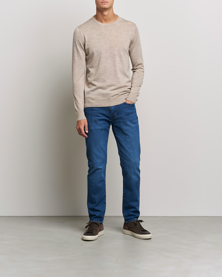Heren | Truien | Tiger of Sweden | Nichols Extra Fine Merino Crew Neck Beige Melange
