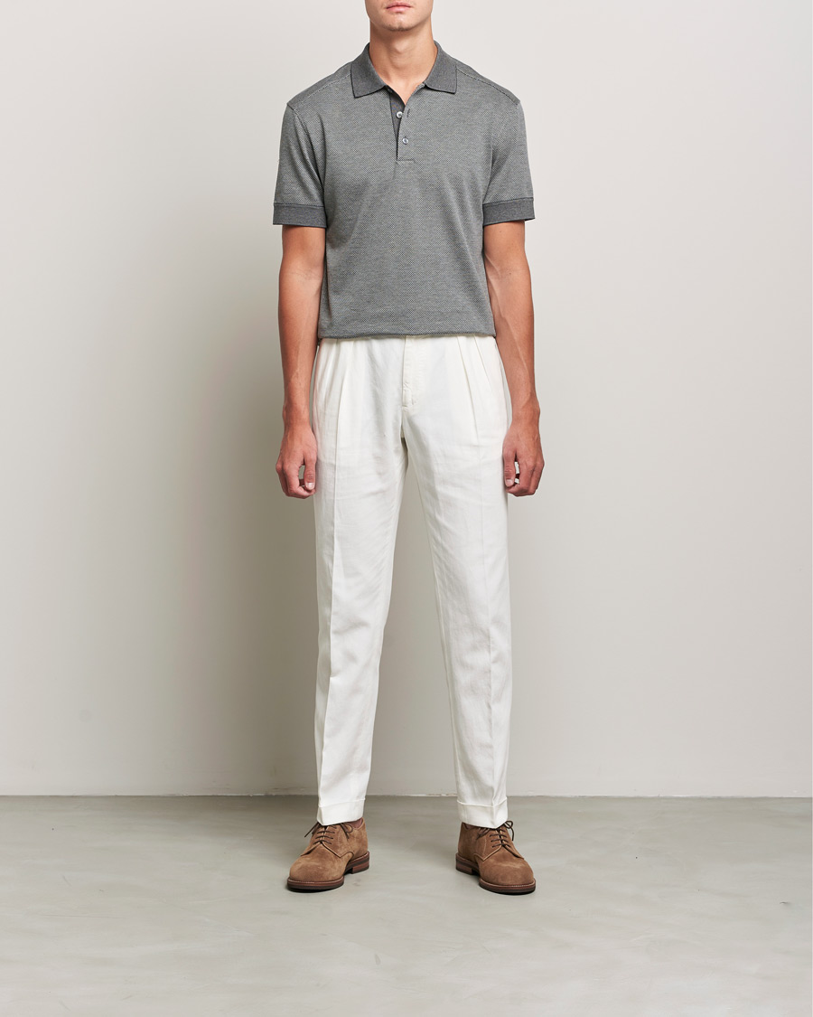 Heren | Polo's | Zegna | Cotton/Silk Short Sleeve Polo Grey