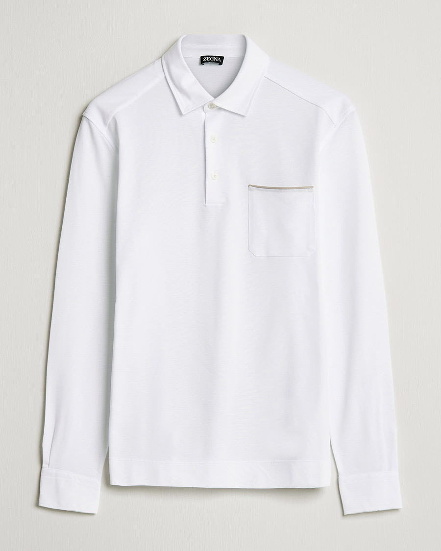 Heren | Truien | Zegna | Long Sleeve Cotton Piquet Polo White
