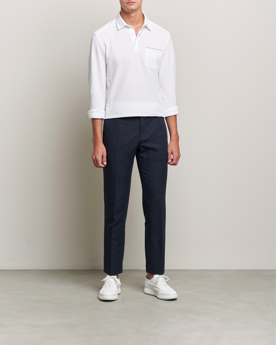 Heren | Truien | Zegna | Long Sleeve Cotton Piquet Polo White