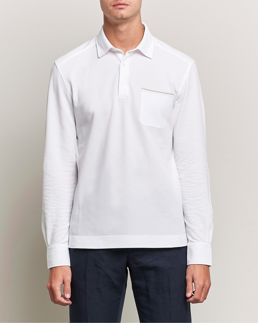 Heren | Truien | Zegna | Long Sleeve Cotton Piquet Polo White