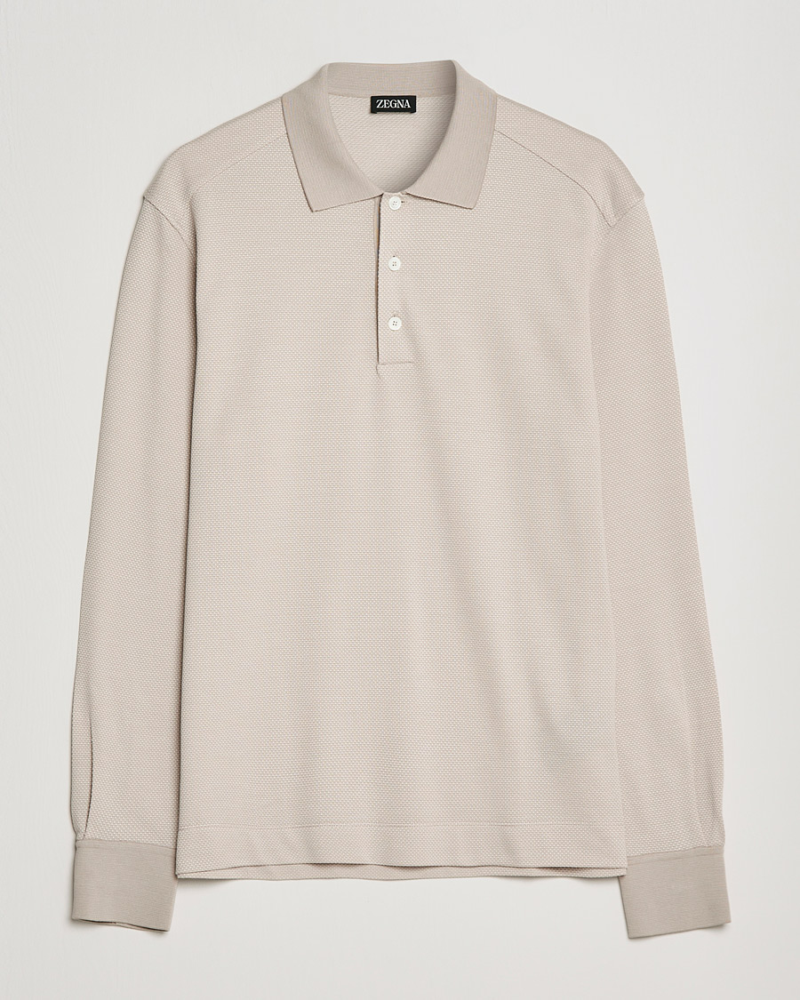 Heren | Truien | Zegna | Cotton/Silk Long Sleeve Polo Beige