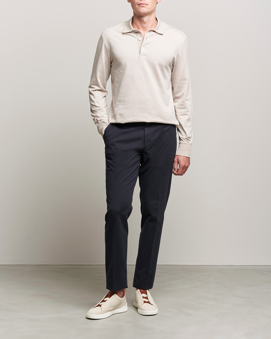 Heren | Truien | Zegna | Cotton/Silk Long Sleeve Polo Beige