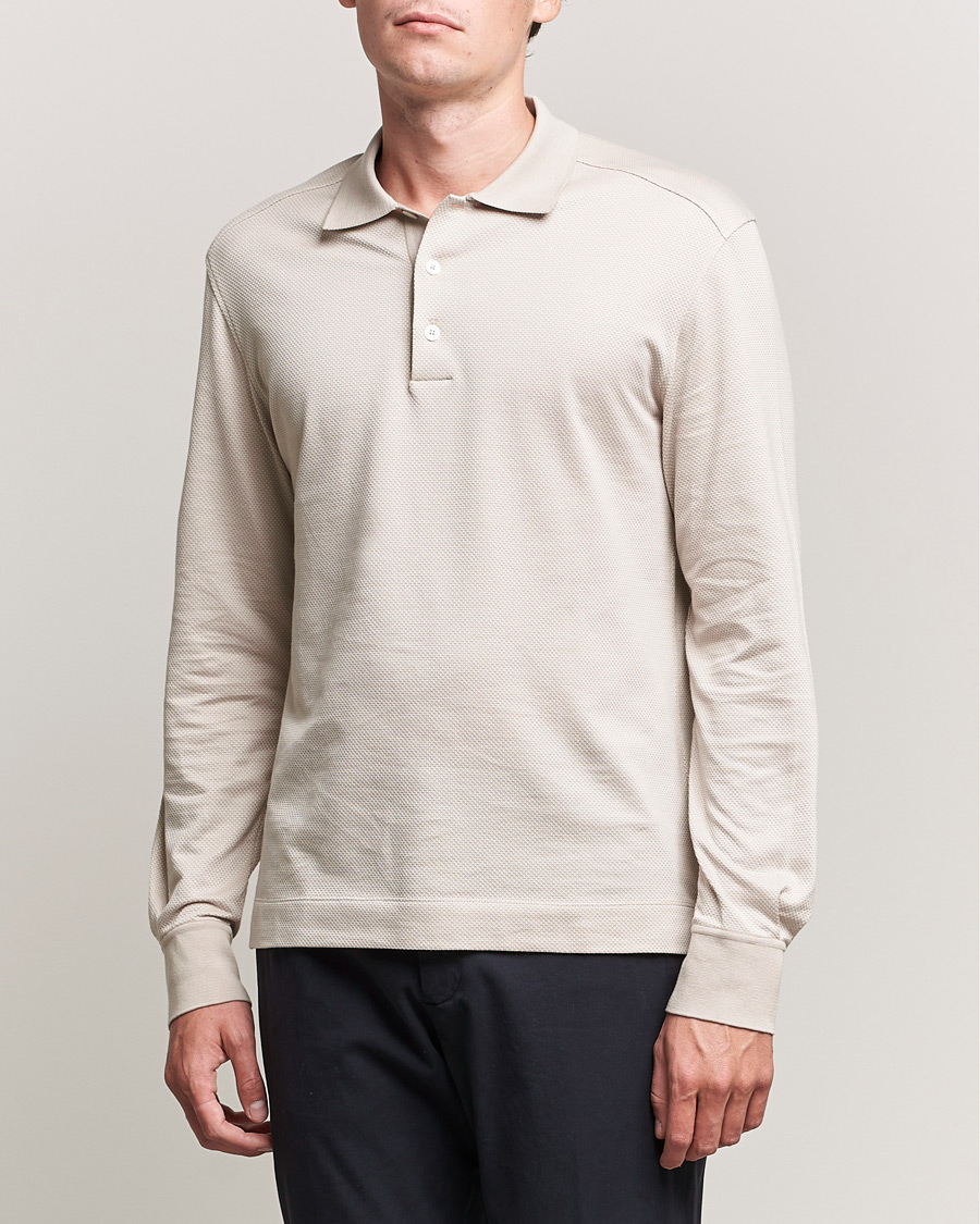 Heren | Truien | Zegna | Cotton/Silk Long Sleeve Polo Beige