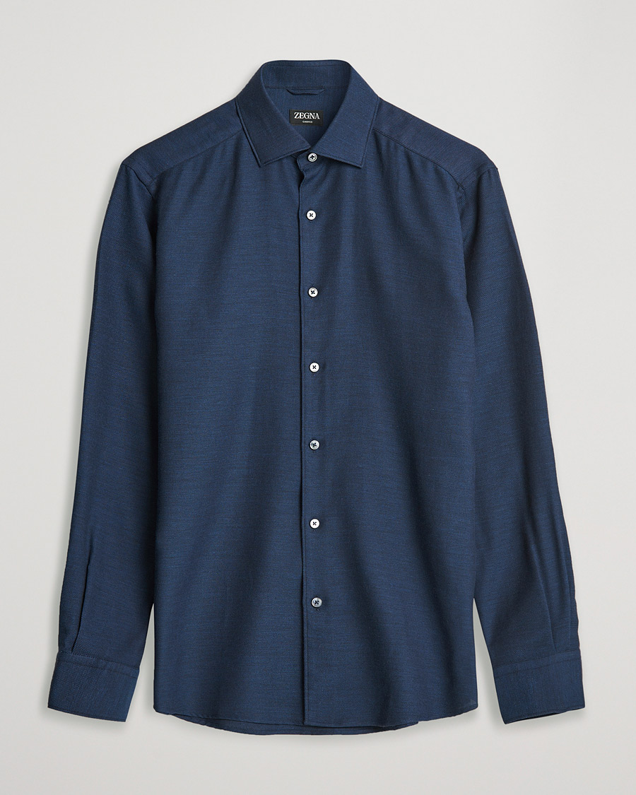 Heren | Overhemden | Zegna | Cotton/Cashmere Casual Shirt Dark Blue