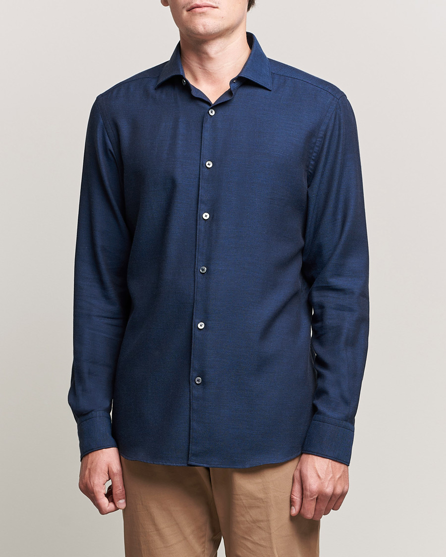 Heren | Overhemden | Zegna | Cotton/Cashmere Casual Shirt Dark Blue