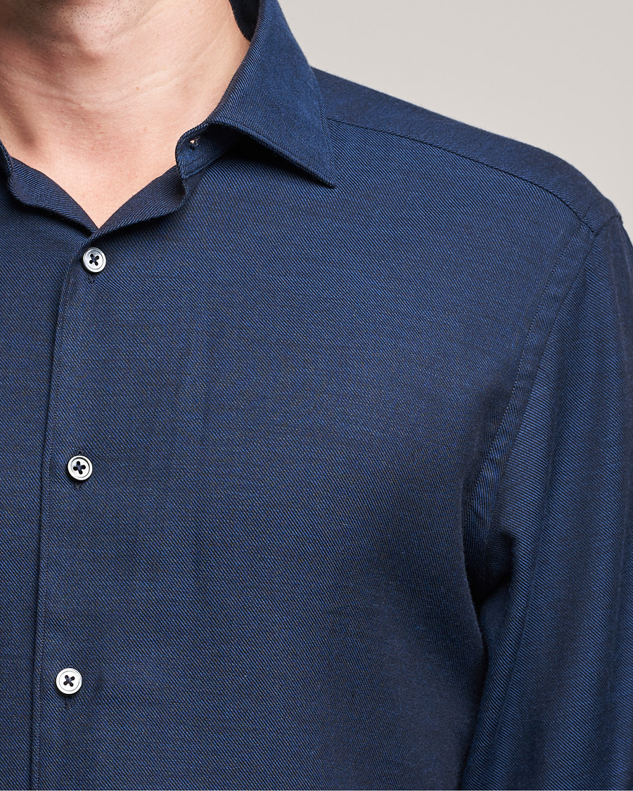 Heren | Overhemden | Zegna | Cotton/Cashmere Casual Shirt Dark Blue