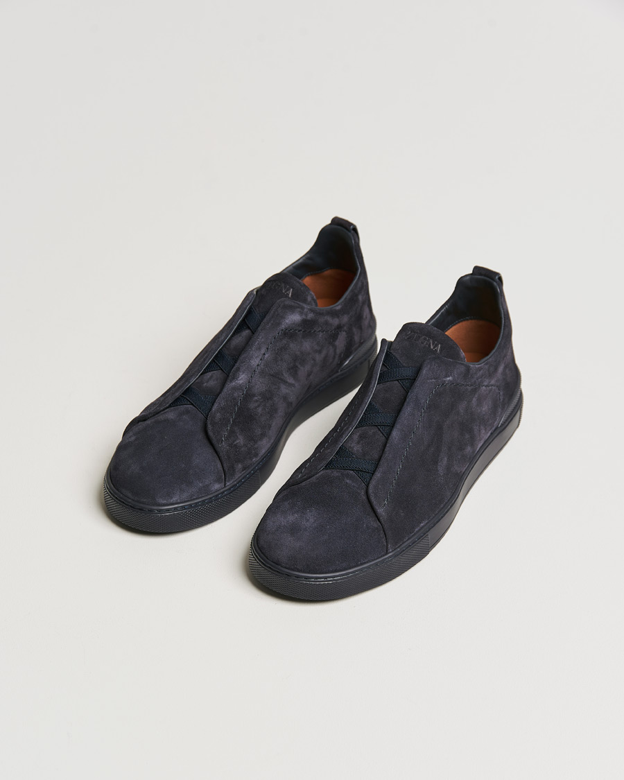 Heren | Zegna Triple Stitch Sneakers Full Navy Suede | Zegna | Triple Stitch Sneakers Full Navy Suede