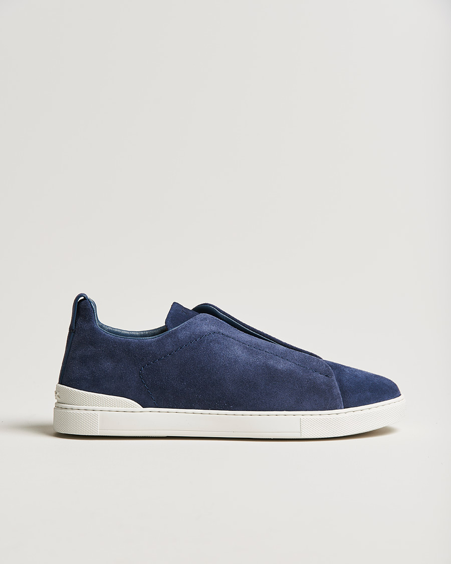 Heren | Zegna Triple Stitch Sneaker Blue Suede | Zegna | Triple Stitch Sneaker Blue Suede