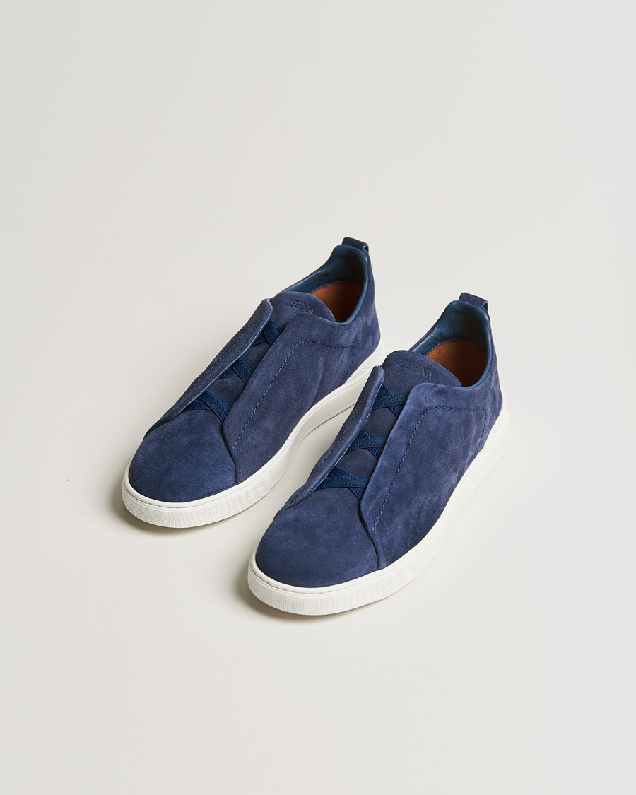 Heren | Zegna Triple Stitch Sneaker Blue Suede | Zegna | Triple Stitch Sneaker Blue Suede