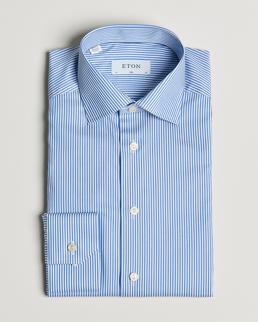 Heren | Zakelijke overhemden | Eton | Bengal Stripe Fine Twill Shirt Royal Blue