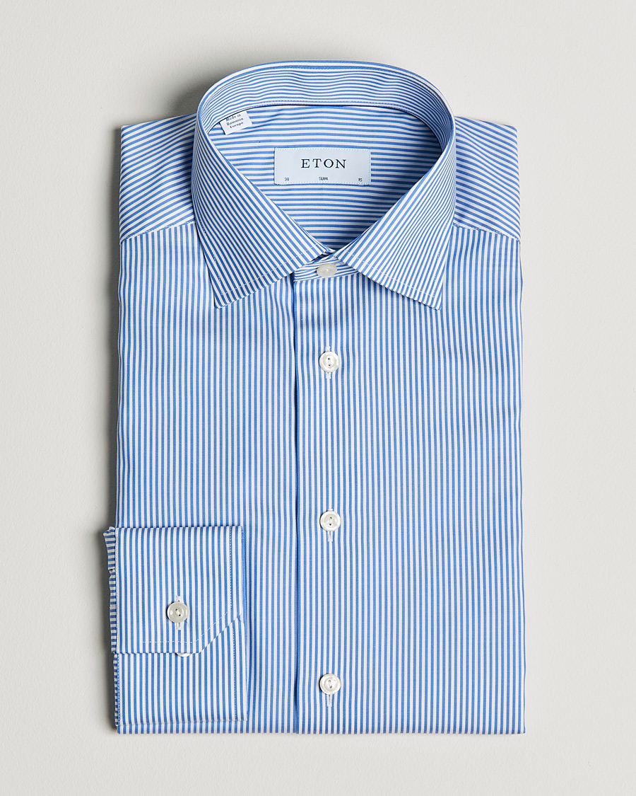 Heren | Overhemden | Eton | Bengal Stripe Fine Twill Shirt Royal Blue