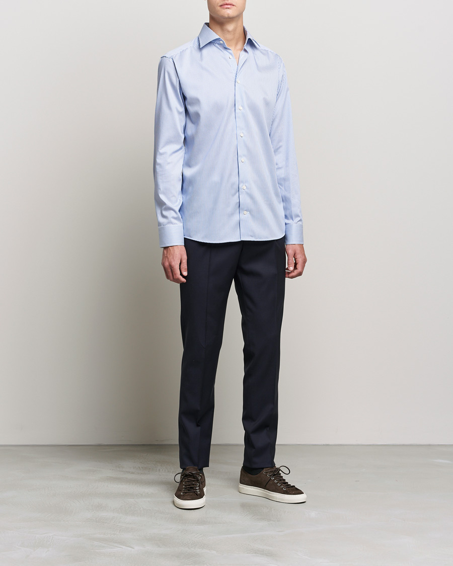 Heren | Overhemden | Eton | Bengal Stripe Fine Twill Shirt Royal Blue