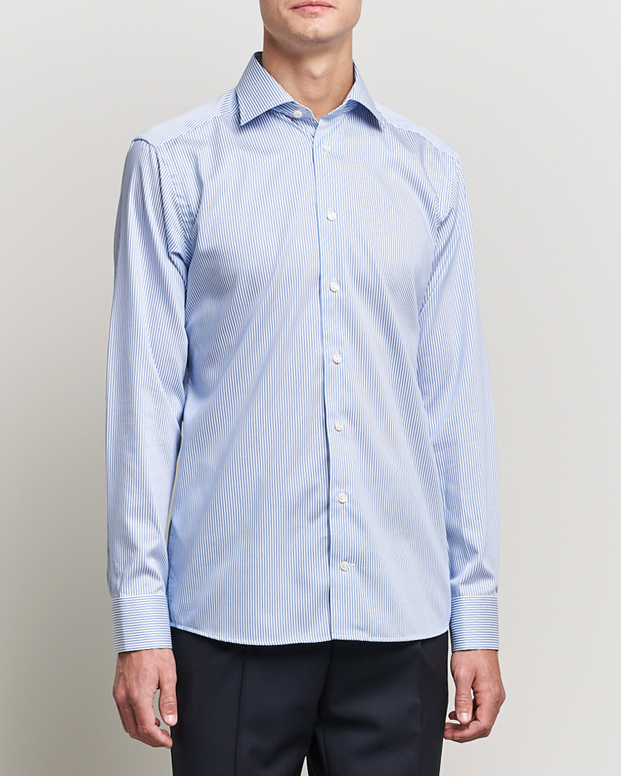 Heren | Overhemden | Eton | Bengal Stripe Fine Twill Shirt Royal Blue