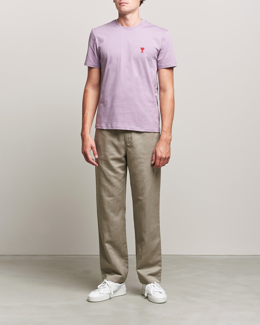 Heren | T-shirts | AMI | Heart Logo T-Shirt Washed Purple